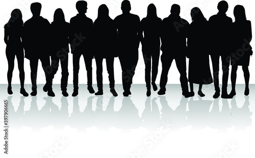 Group of people. Crowd of people silhouettes.