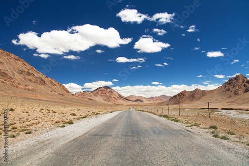 Pamir highway and Pamir mountains in Tajikistan