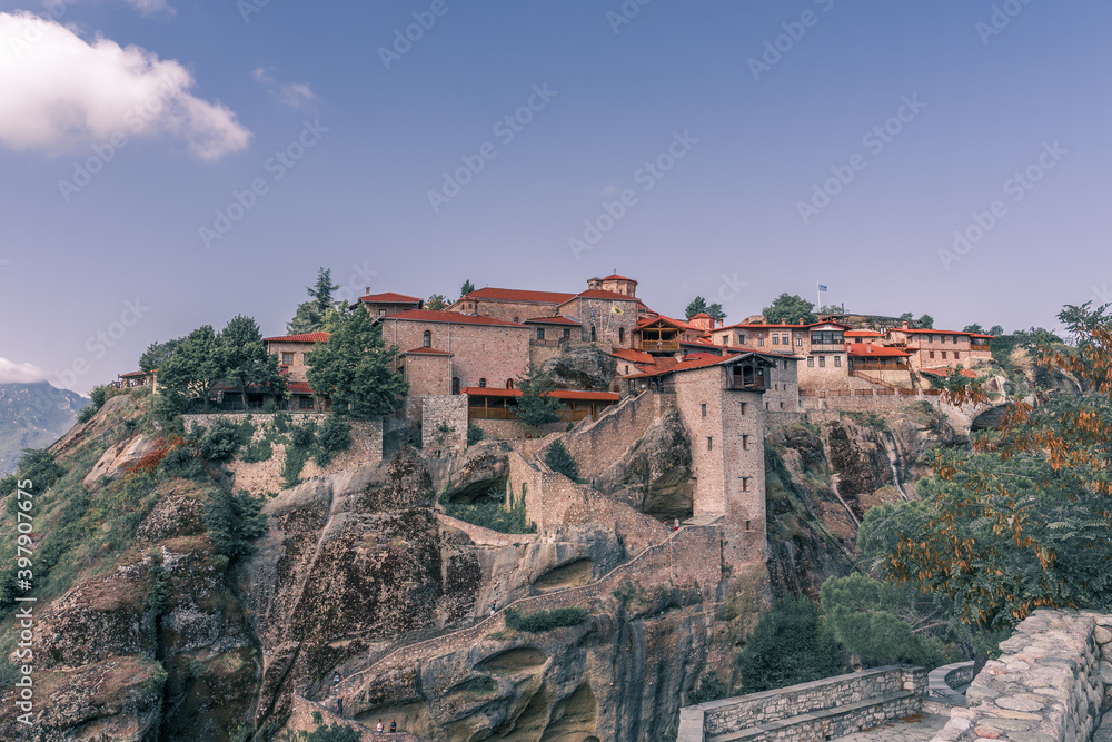The Holy Monasteries of Meteora in central Greece erected on natural rock pillars and hill-like rounded boulders. UNESCO world heritage