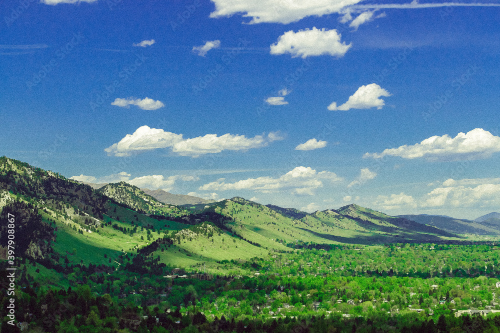 Boulder mountains w blue sky