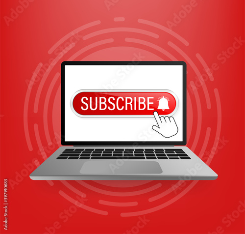 Flat icon with subscribe on white background. Vector illustration graphic design. Comment icon vector. White background. Design element.
