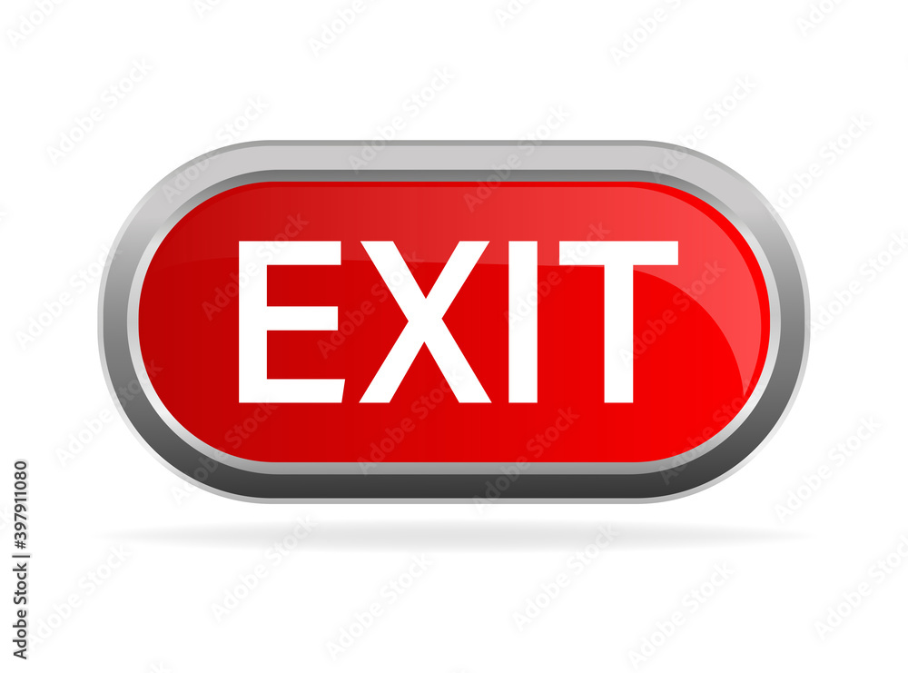 Emergency red exit sign. Protection symbol. Fire icon. Vector stock illustration. Emergency red exit sign. Protection symbol. Fire icon. Vector stock illustration.
