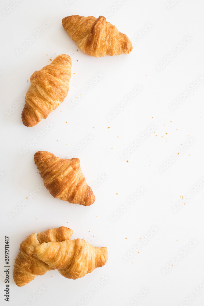 Croissants on white background with empty space. Croissants on white background with empty space.