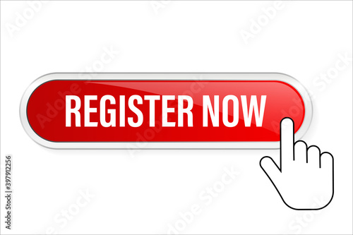 Register now for web advertising design. Subscribe button. Modern design.
