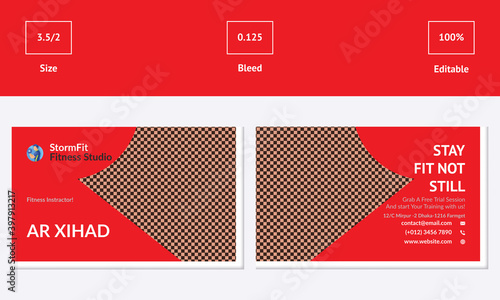 Business Card gym Vector abstract runner and personal trainer. Ai file