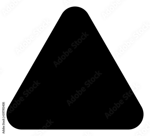 Rounded triangle icon with flat style. Isolated vector rounded triangle icon image on a white background.
