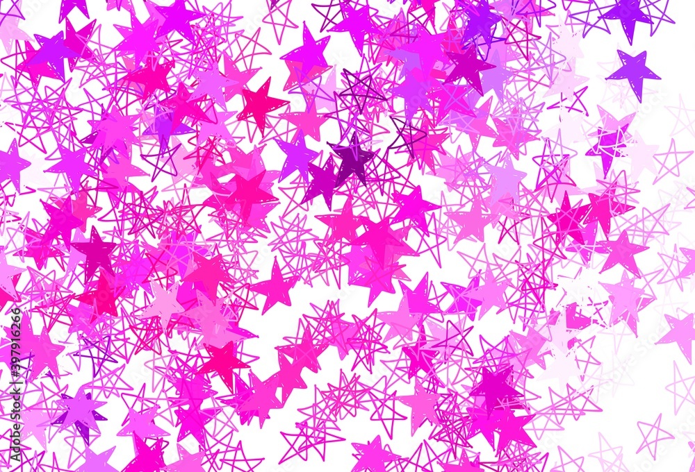 Light Pink vector backdrop with small and big stars. Light Pink vector backdrop with small and big stars.