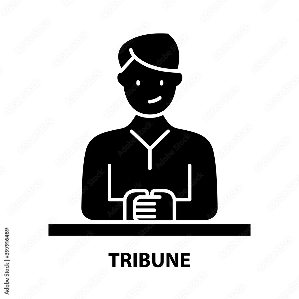 tribune icon, black vector sign with editable strokes, concept illustration