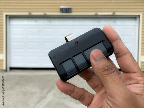 Using a garage door remote to open a garage door