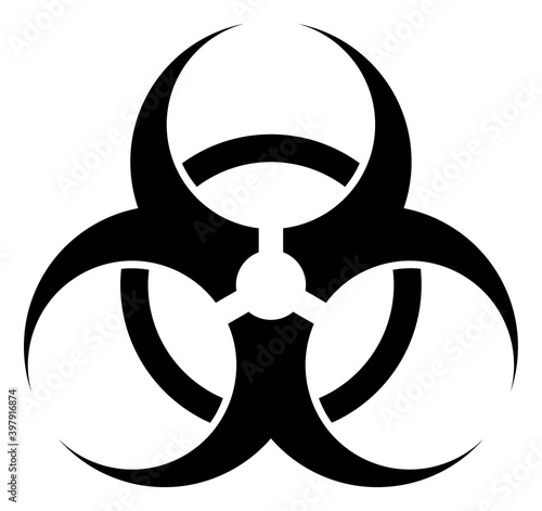 Biohazard icon with flat style. Isolated vector biohazard icon image on a white background.