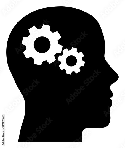 Head gears icon with flat style. Isolated vector head gears icon image on a white background.