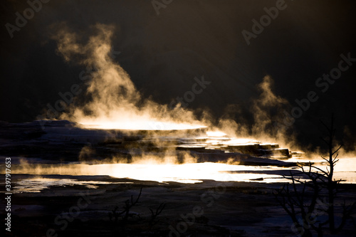 Mammoth hot springs sunrise
