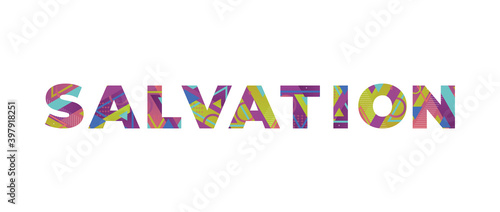 Salvation Concept Retro Colorful Word Art Illustration