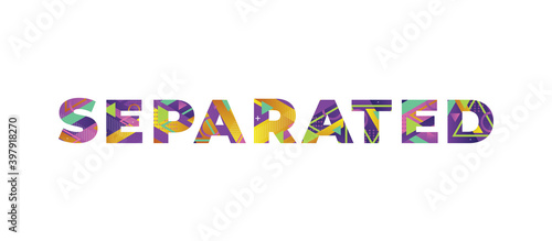 Separated Concept Retro Colorful Word Art Illustration