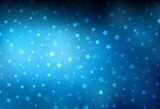 Dark BLUE vector template with ice snowflakes, stars.