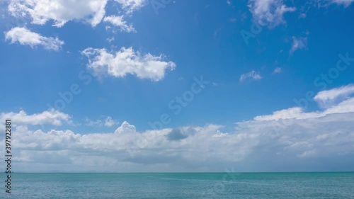 Wallpaper Mural blue sky space between cumulus clouds moving over ocean green water. Sunlight reflect on the surface of sea. 4k Nature background sea ocean landscape Timelapse footage  Torontodigital.ca