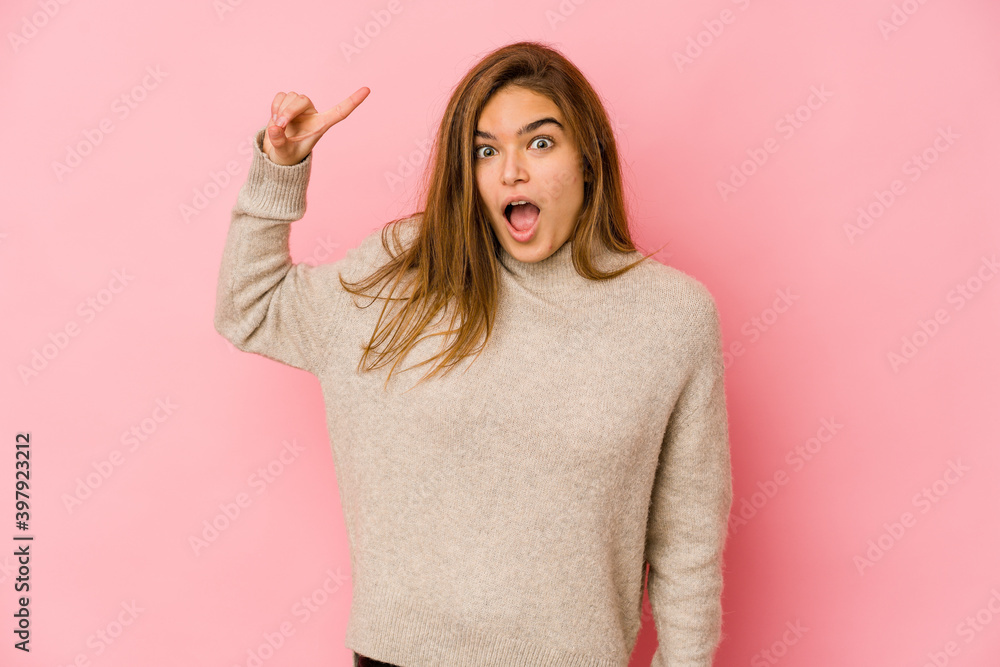 Young skinny caucasian teenager girl having some great idea, concept of creativity. Young skinny caucasian teenager girl having some great idea, concept of creativity.