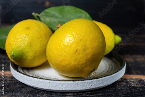 Fresh ripe bergamot orange fruits  fragrant citrus used in earl grey tea  medicine and spa treatments