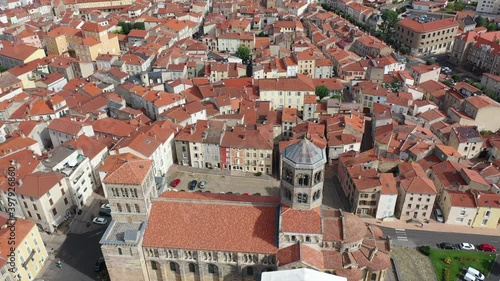 Wallpaper Mural Aerial view of Issoire city in the Auvergne region of France. High quality 4k footage Torontodigital.ca