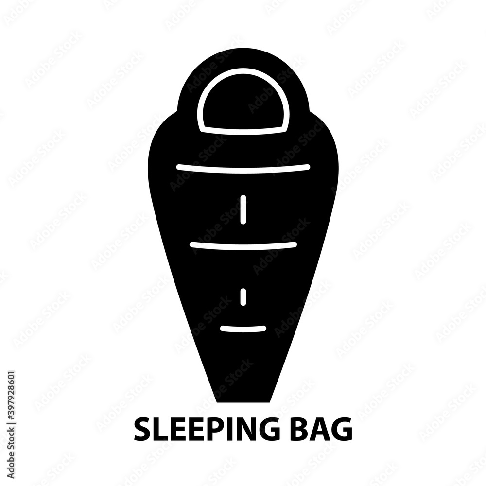 sleeping bag icon, black vector sign with editable strokes, concept illustration sleeping bag icon, black vector sign with editable strokes, concept illustration