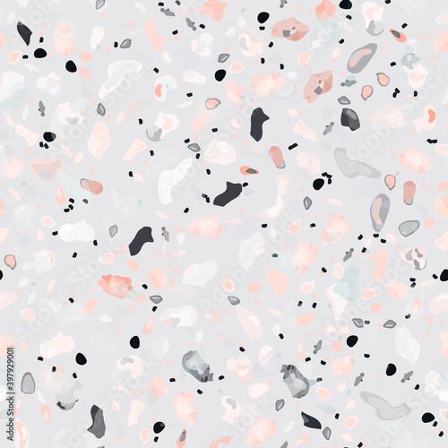 Terrazzo Texture Vector. Flooring Seamless Pattern