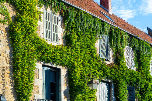 Fototapeta Naklejka Na Ścianę i Meble -  Old buildings and narrow streets in medieval town Villeneuve les Avignon in summer