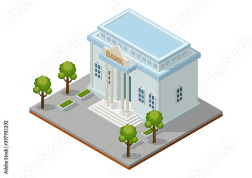 Isometric bank building.