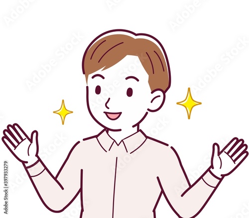 Young man in a pink Y-shirt