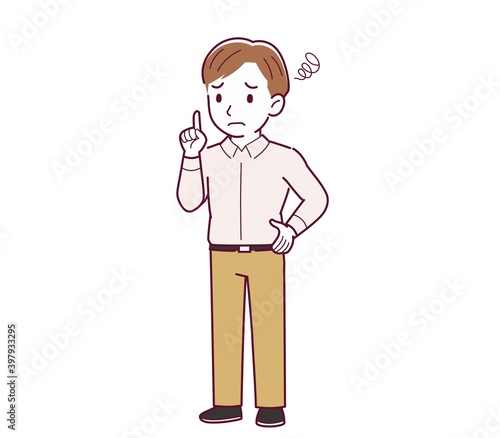 Young man in a pink Y-shirt