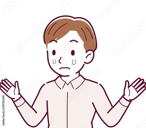 Young man in a pink Y-shirt