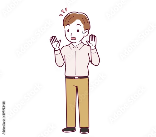 Young man in a pink Y-shirt