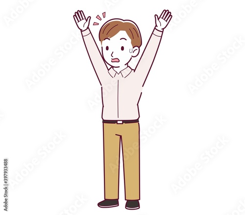 Young man in a pink Y-shirt