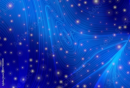 Light BLUE vector background with spots, curve lines.