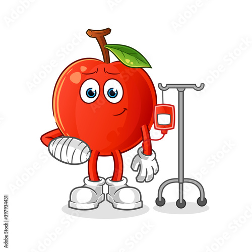 Cherry sick in IV illustration. character vector