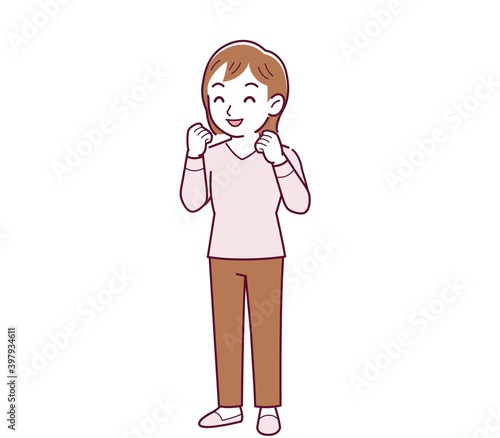 Pretty girl in pink sweater