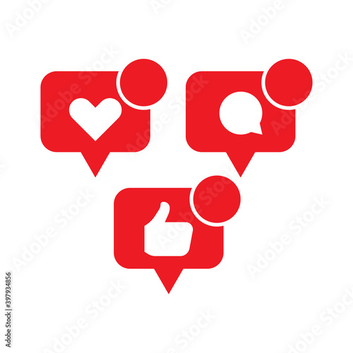 Social media set notifications icons. isolated on white background