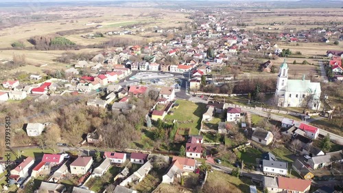 Panoramic view from above on the village Wlodowice. Poland photo