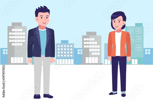 Young and healthy men and women at city