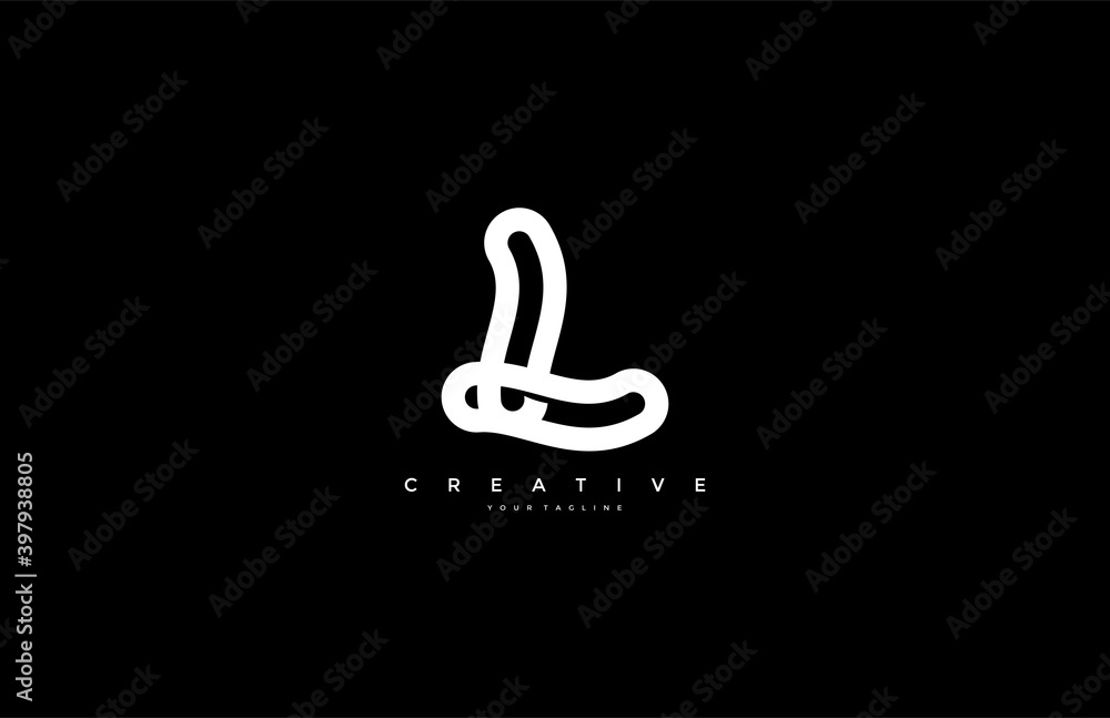 Fototapeta premium Initial Letter L Linear Outline Logogram