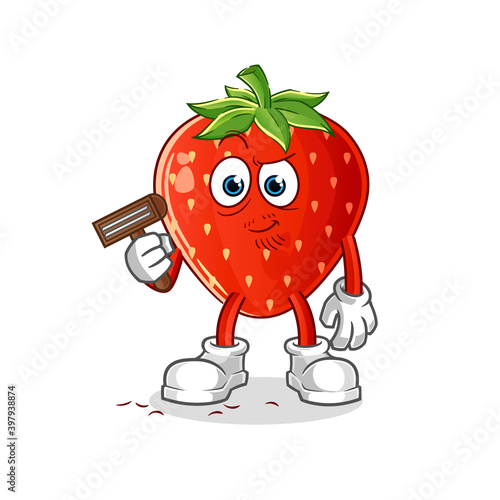 strawberry shave facial hair vector. cartoon character