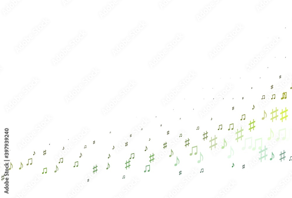 Light Green, Yellow vector texture with musical notes. Light Green, Yellow vector texture with musical notes.