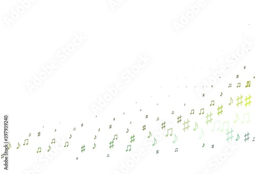 Light Green, Yellow vector texture with musical notes.
