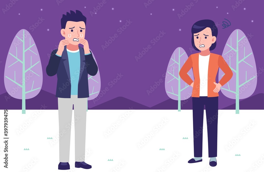 Young couple under the winter night sky Young couple under the winter night sky