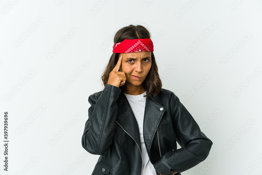 Young latin rocker woman isolated on white background Young latin rocker woman isolated on white background
