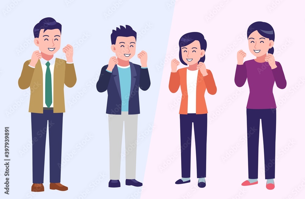 Four young and healthy men and women Stock Vector | Adobe Stock