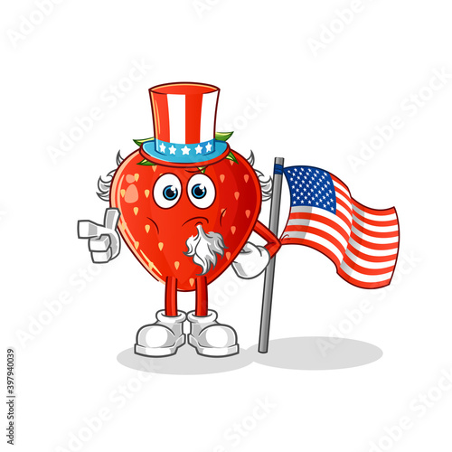 strawberry uncle sam vector. cartoon character