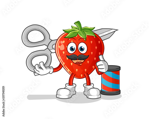 strawberry barber cartoon. cartoon mascot vector