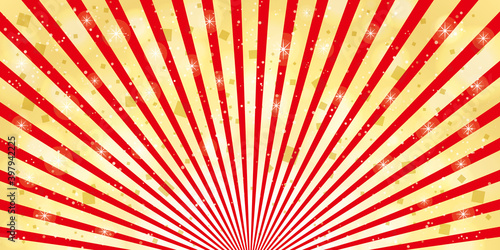 金色と赤の集中線背景