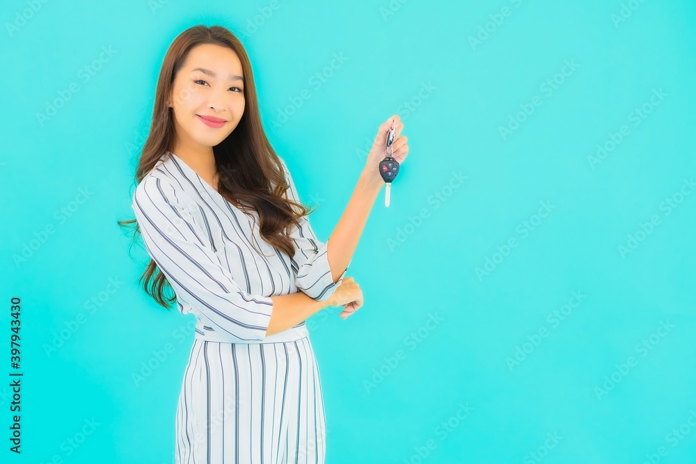 Portrait beautiful young asian woman with car key Portrait beautiful young asian woman with car key