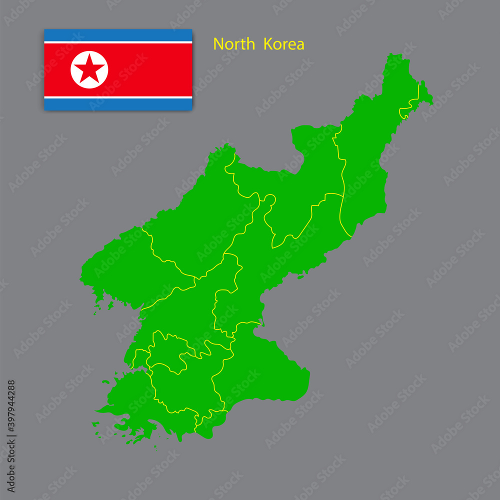 North korea green flag in abstract style. Infographic design template. Stock image. EPS 10.